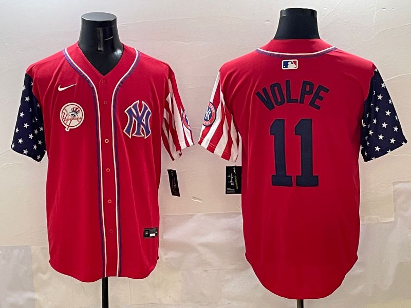 Men New York Yankees #11 Volpe Red a generation of national flags Jointly Name 2025 Nike MLB Jersey style 9